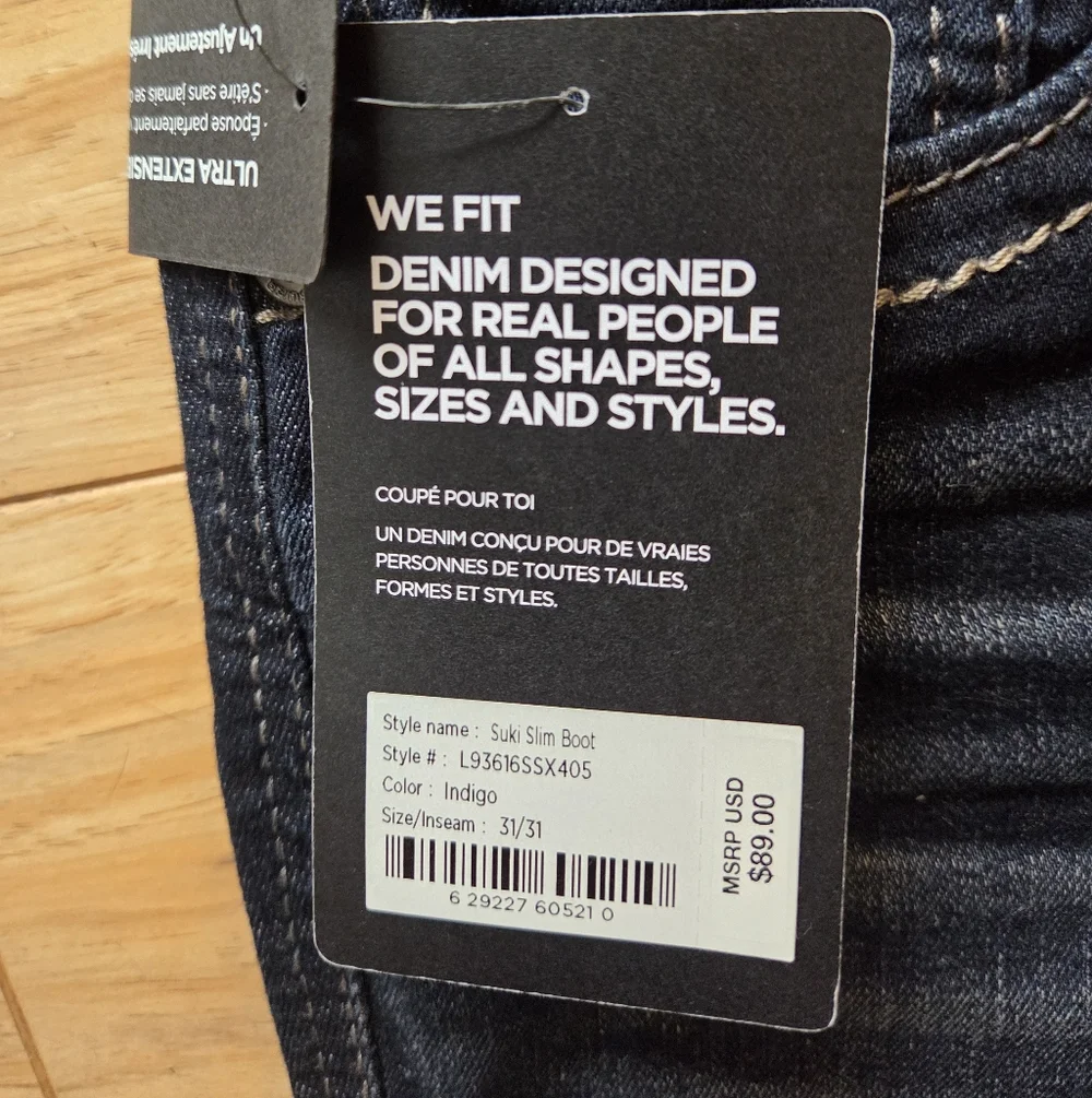 Silver Jeans Suki Curvy Fit Mid Rise Slim Boot Jeans 31x31 NWT - Picture 7 of 11
